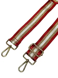 Adjustable Crossbody Strap - Red & Gold Striped