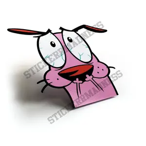 Courage Sticker Decal - Pink Cartoon Dog Design, Ideal for Home Decor, High-Quality Vinyl Material