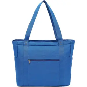 Large Canvas Tote Bag for Women with Zipper & Compartments, Crossbody Laptop Bags for Work College Travel