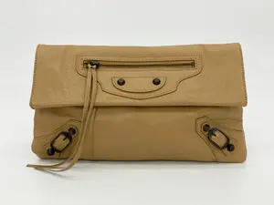 Pre-owned Balenciaga leather Clutches & Wristlets Tan City Envelope Clutch with Mirror