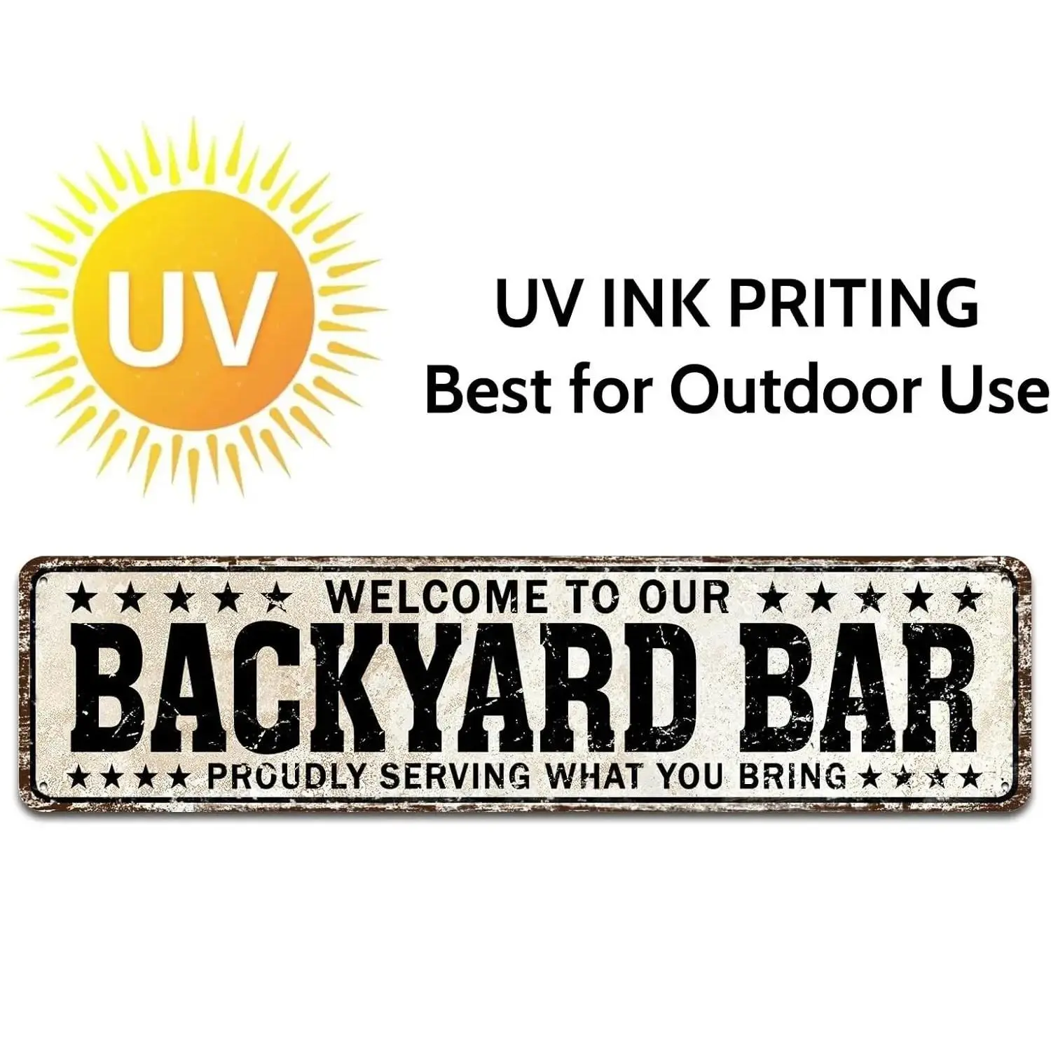 Metal Funny Backyard Welcome Plaque - 4"x16" Durable Outdoor Home Decor Sign - for Pool, Backyard Bar - Farmhouse Home Supplies Summervibes Signboard