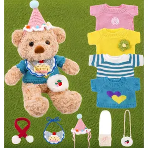 Bear Clothes 10 Pcs Outfit Set Sweater Cute Bag Fits 14-18 Inch Stuffed Animal Bear Toy Plush Doll Clothes Birthday Gift for Girls Boys Kids