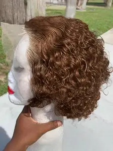 13x4 Lace Front Human Hair Wigs, 8 Inch Short Bob Pixie Cut, Curly Wigs for Women, Kinky Curly Wig