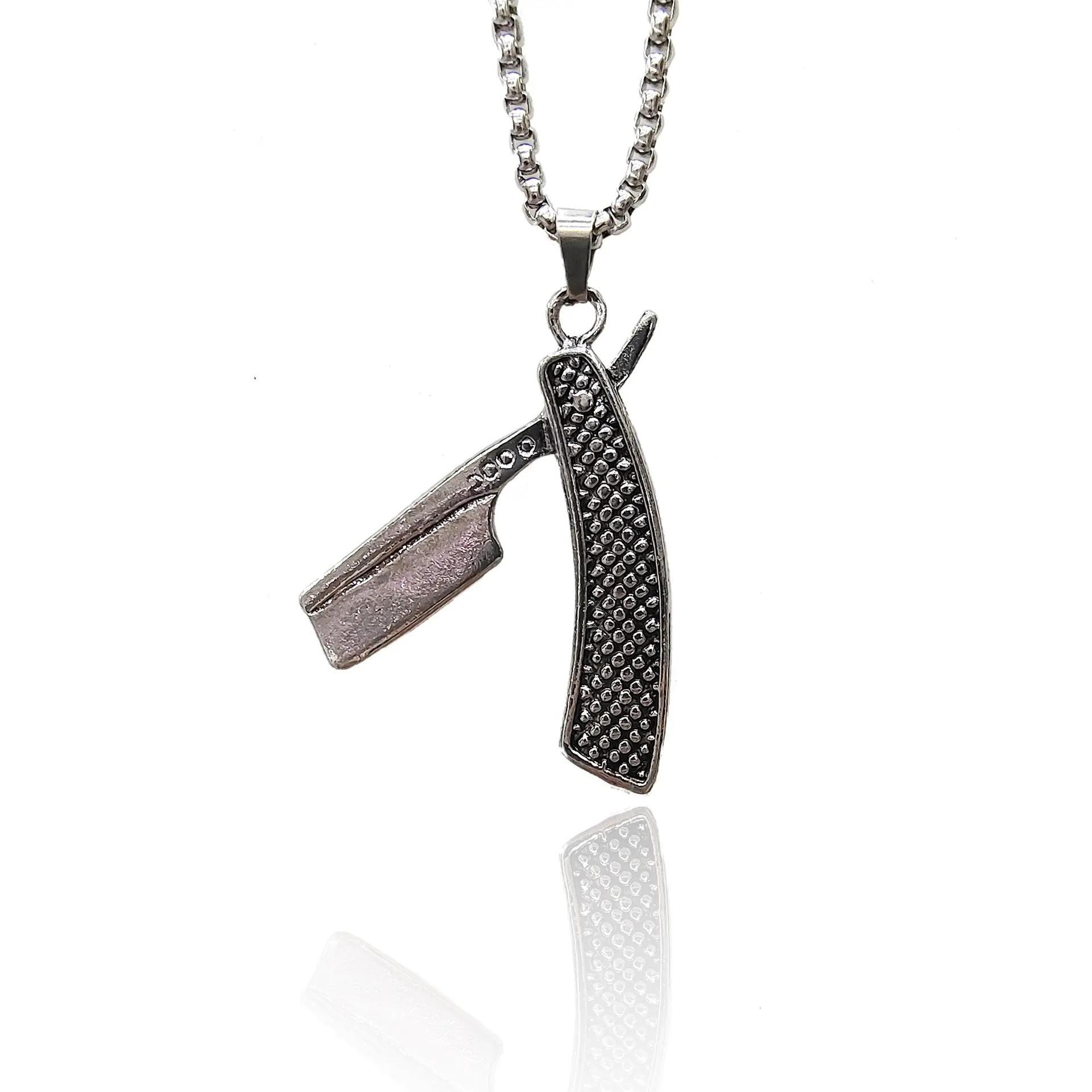 Internet Celebrity Men's Necklace Military Badge Necklace Sweater Chain Alloy Shaver Pendant Stainless Steel Necklace