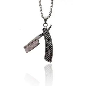 Internet Celebrity Men's Necklace Military Badge Necklace Sweater Chain Alloy Shaver Pendant Stainless Steel Necklace