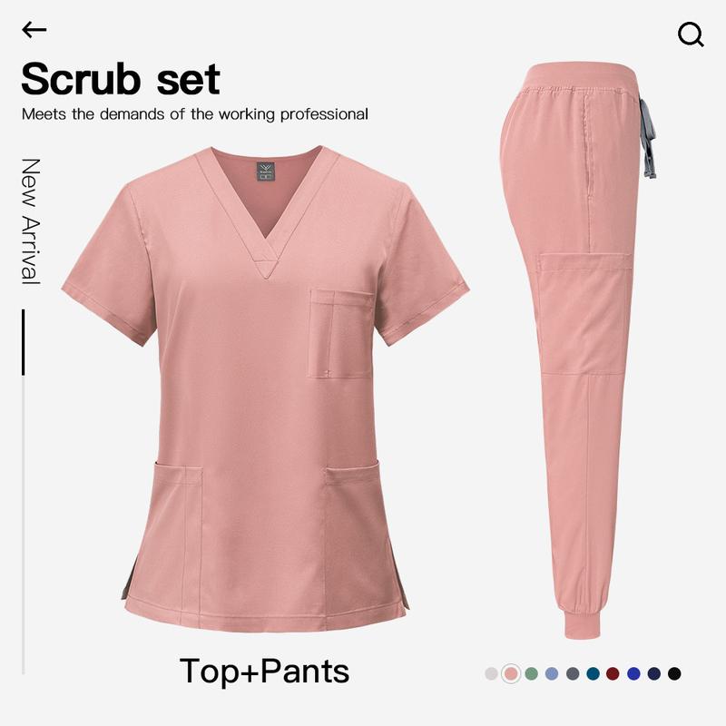 Scrub Tops for Men Women V-Neck Scrubs Unisex Stretch Nursing Shirts Medical Uniform Workwear with 3 Pockets