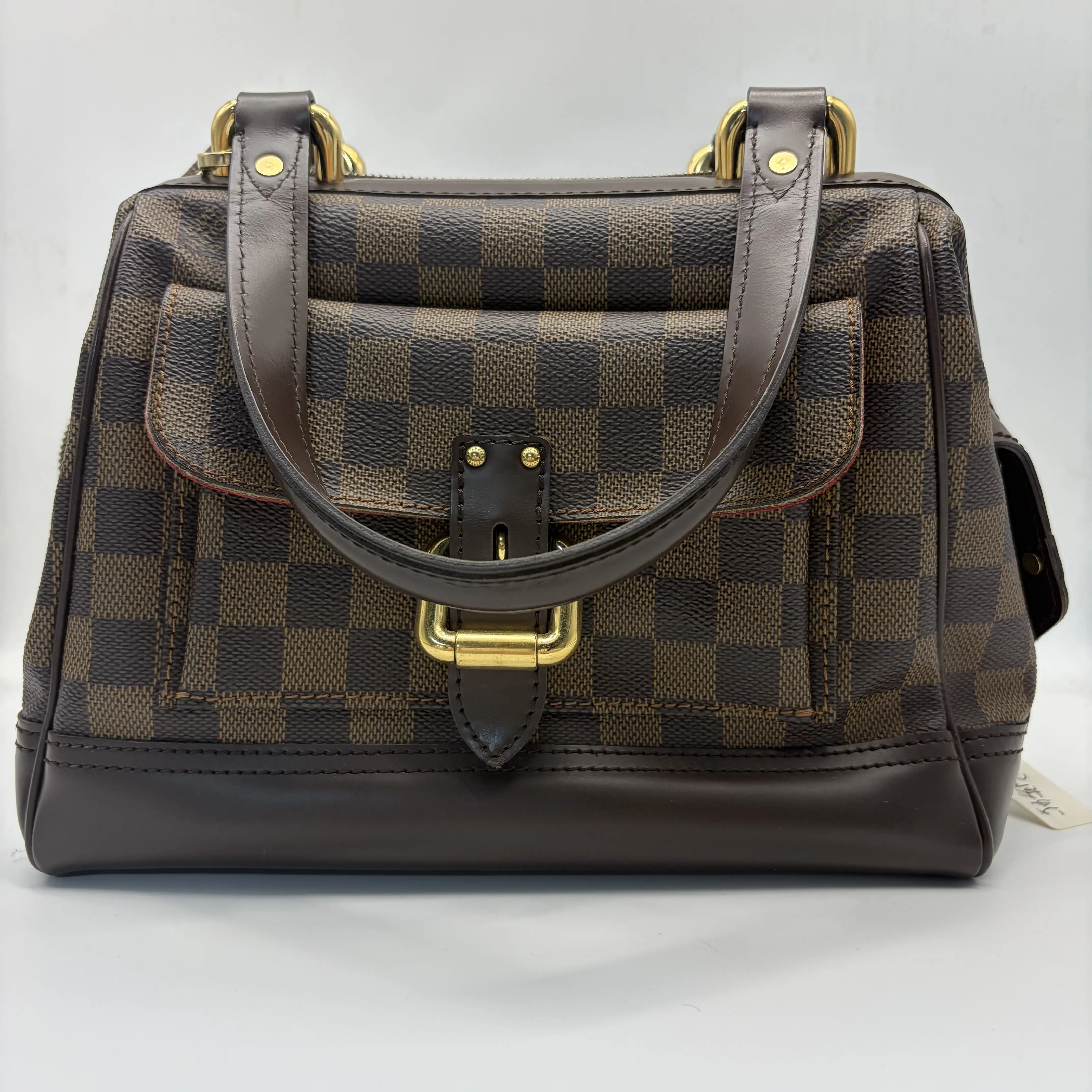 Pre-owned Louis Vuitton Knightsbridge Damier Pattern Top Handle Handbag Checkered Handbags, Fashion Patterned Bag, Signature Structured Silhouette, Practical Functionality, Refined Look