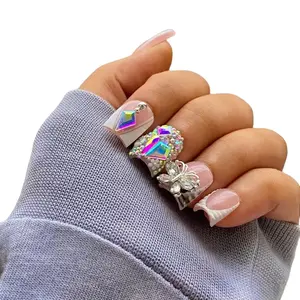 XS Acrylic Press Ons - Elegant Design with Bling