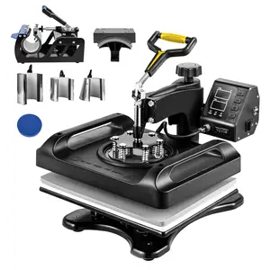 VEVOR 8-in-1 Heat Press Machine 12x15in Digital Control 360° Rotation Sublimation Printer with Double Tube Heating & Safety Certificated