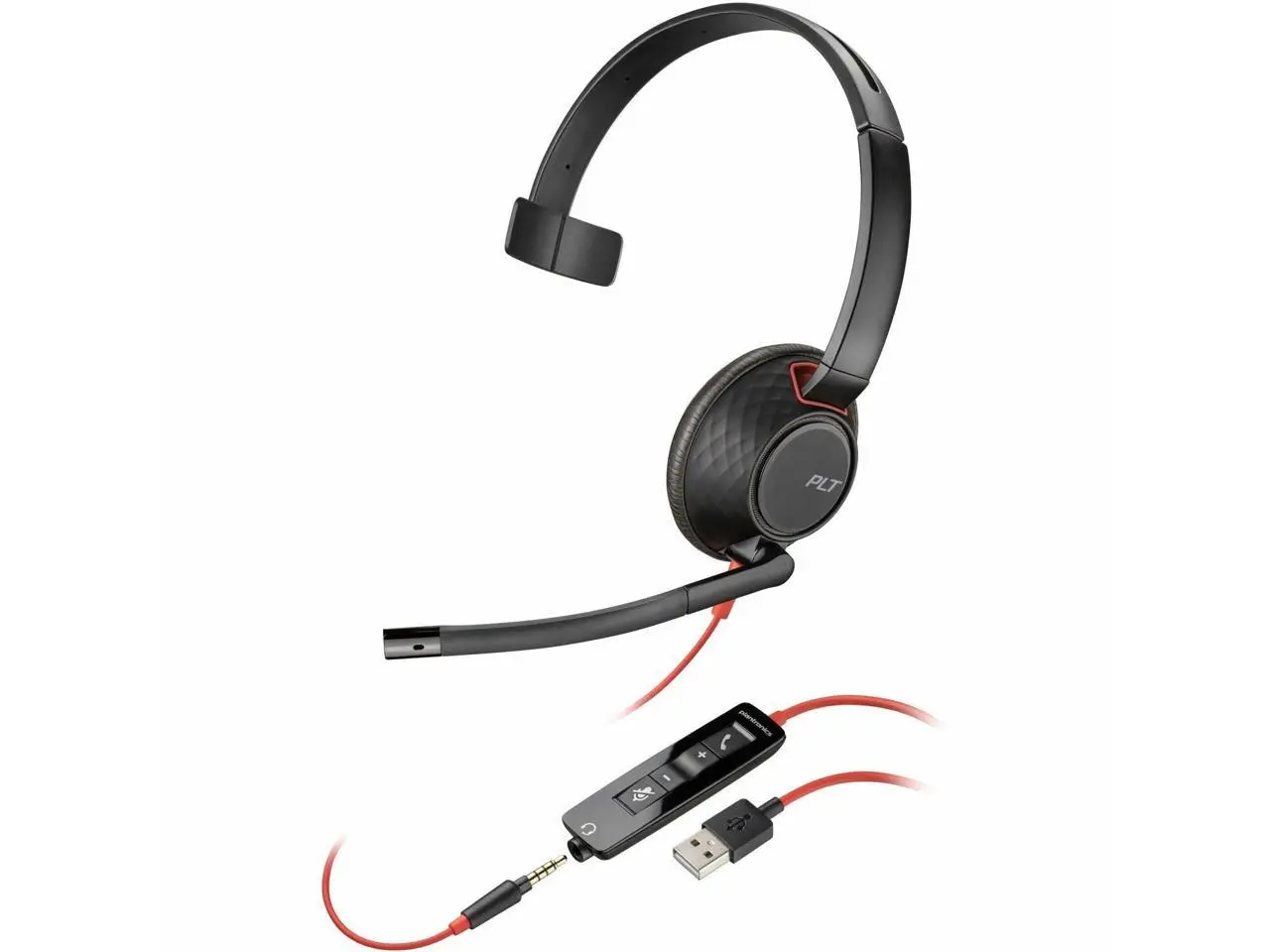 HP Poly Blackwire 5210 Headset Mono USB Type C, USB, Mini-phone (3.5mm) Wired 20 kHz On-ear Monaural Supra-aural Noise Cancelling Microphone Model 80R98AA