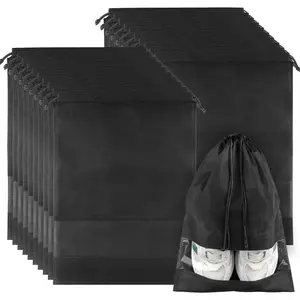 18Pcs Transparent Shoe Bags – Non-Woven Drawstring, Waterproof Dustproof, Travel Storage Organizer for Men Women, Fits All Shoes, Portable & Reusable Travel Accessories Essentials