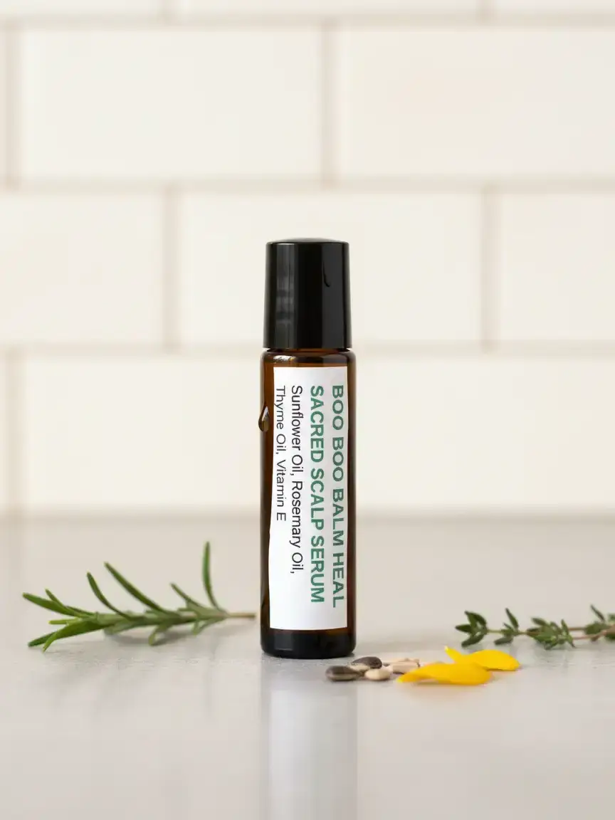 BOO BOO BALM HEAL Sacred Scalp Serum with Sunflower & Rosemary Hair Oil for Adults - Hydrating Hair Moisturizer, Oil Control Antidandruff Essential Haircare Treatment