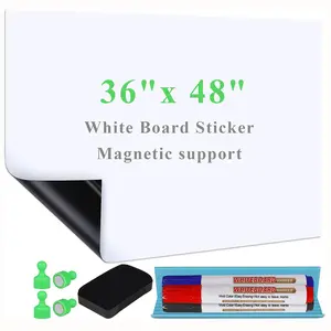 White Board Sticker Adhesive Backing, 36" x 48" Magnetic Dry Erase Board Contact Paper Stick on Wall, Whiteboard Sheet for Teacher Kids Classroom, Include Markers, Eraser with Magnet office whiteboard