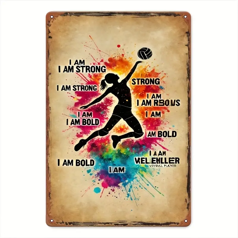 Room Decor Inspirational Volleyball Player Metal Tin Sign, 8x12 Inch Iron Wall Art, Motivational Sports Poster for Home, Bar, Gym, Man Cave, Garage Decor
