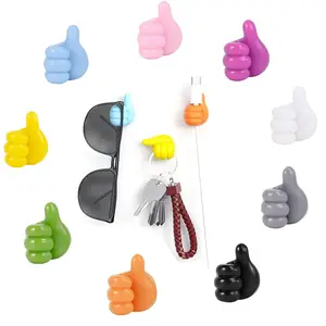 Creative Silicone Thumb Wall Hooks Self Adhesive Cable Management Clips, Multi-Purpose Cord Organizer for Desk Bedside Bathroom, Cute Wire Holder for Toothbrush Keys Hair Ties Makeup Brushes, Home Office Organization Tool