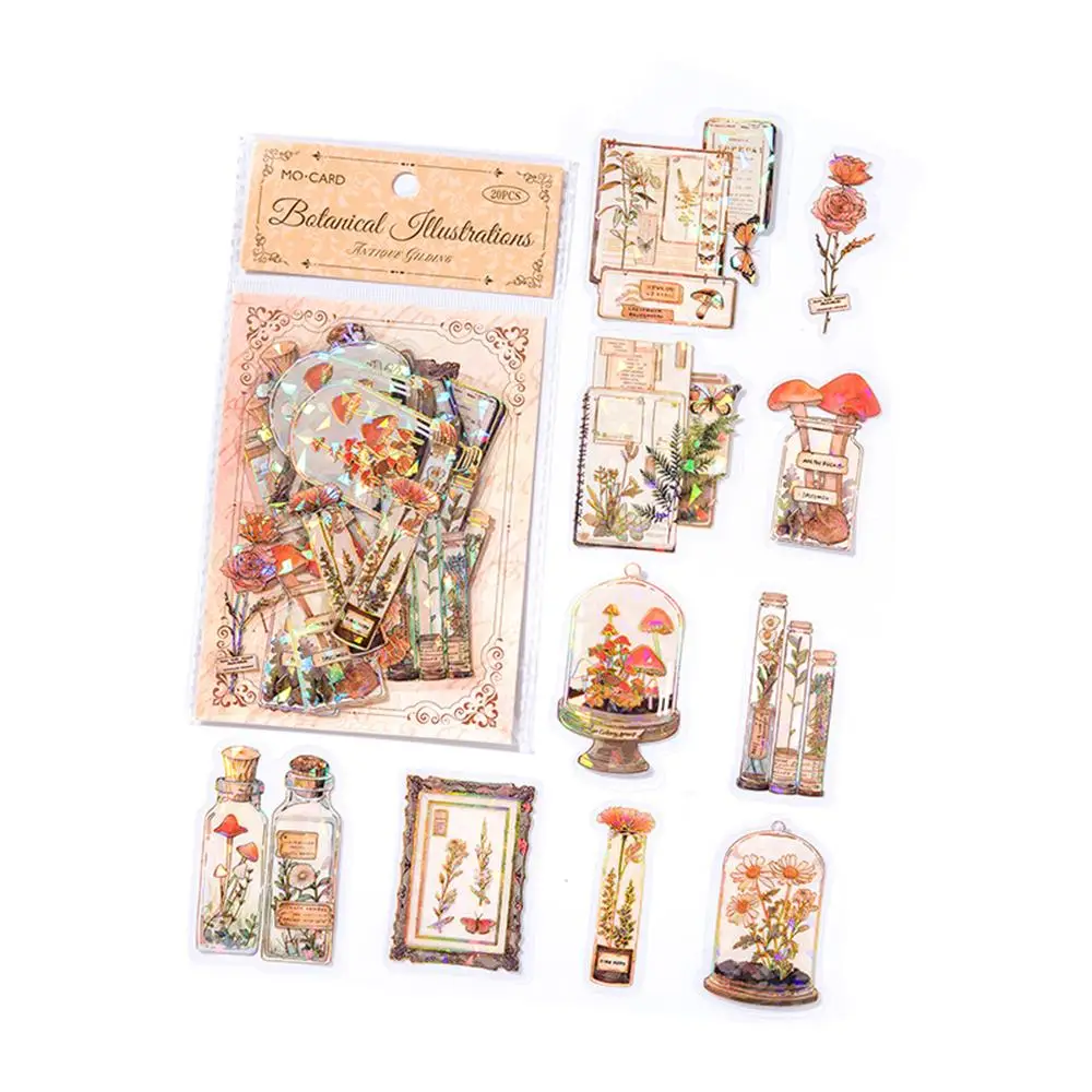 Vintage Pattern Sticker, 20pcs/bag Waterproof Decorative Sticker for DIY Scrapbook Journal