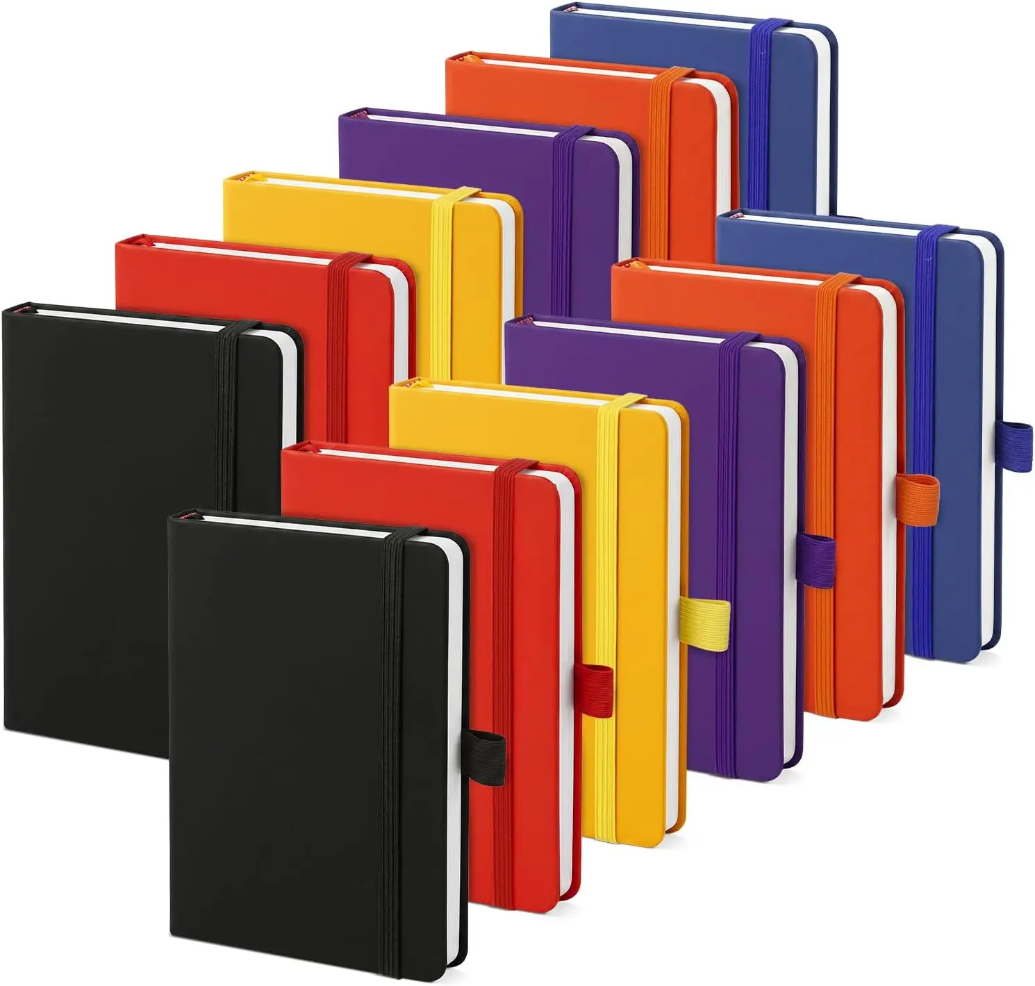 COMIX 12-Pack Hardcover Pocket Notebooks, A6 Size, 3.5" x 5.5", 160 Lined Pg., Mini Journals for Men & Women, Small Notepads for Work & Office, Assorted Colors