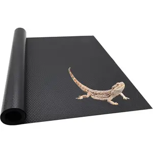 Bearded Dragon Tank Mat: Trim-to-Size 17x79in Reptile Carpet Liner (Black)