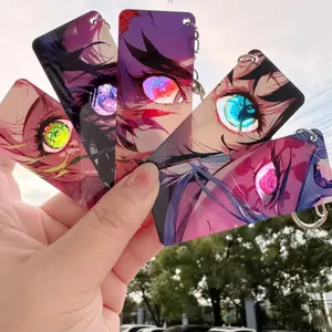 Acrylic Keychain Acrylic Anime Demon Double Sided Shinning Blade Eye Keyring Charm Rengoku Kyoujurou Cosplay Bag Pendant Gift