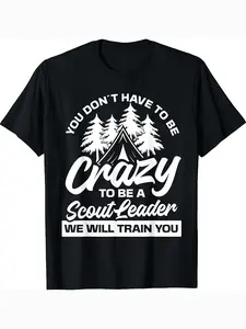 Boy Scout Leader Proud-Tropical Print Soft Cotton T-Shirt Comfortable Round Neck Short Sleeve Casual Top, Christmas Eve, long-lasting wear, artistic print, Halloween, for couples, travel outfit, Thanksgiving