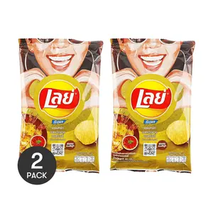 Lay's Thailand Limited Edition Spicy Squid Flavor Chips - 2 Pack (44g Each) | Authentic Thai Snack