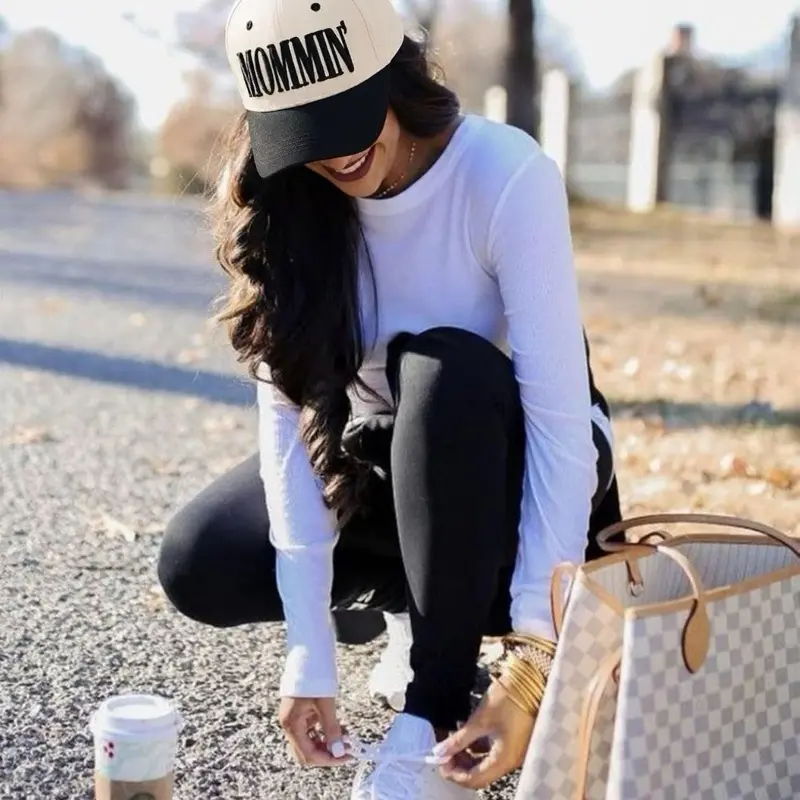 Women's Mommin Trucker Hat, Vintage 2-Tone Design with 3D Embroidery, New Mom Gift