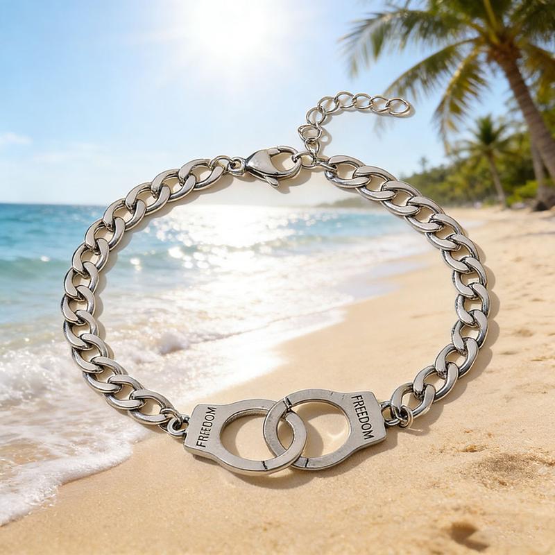 Hip-Hop Silver Chain Bracelet for Men,Alloy Minimalist Fashion Gift for Guys