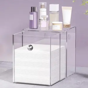 Disposable Facial Towels Storage Box - Stackable  Organizer Compatible with  Towel XL, Bathroom Vanity, Dresser Holder,  Multipurpose for Makeup, Skincare, Clear