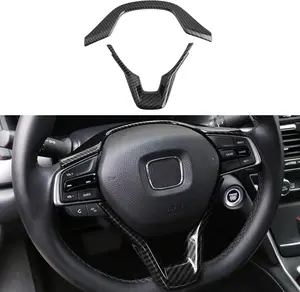 for  Accord 10th Gen 2018 2019 2020 2021 2022 ABS Carbon Fiber Steering Wheel Cover Trim, fit Sedan LX  EX-L Touring Hybrid, 2 count