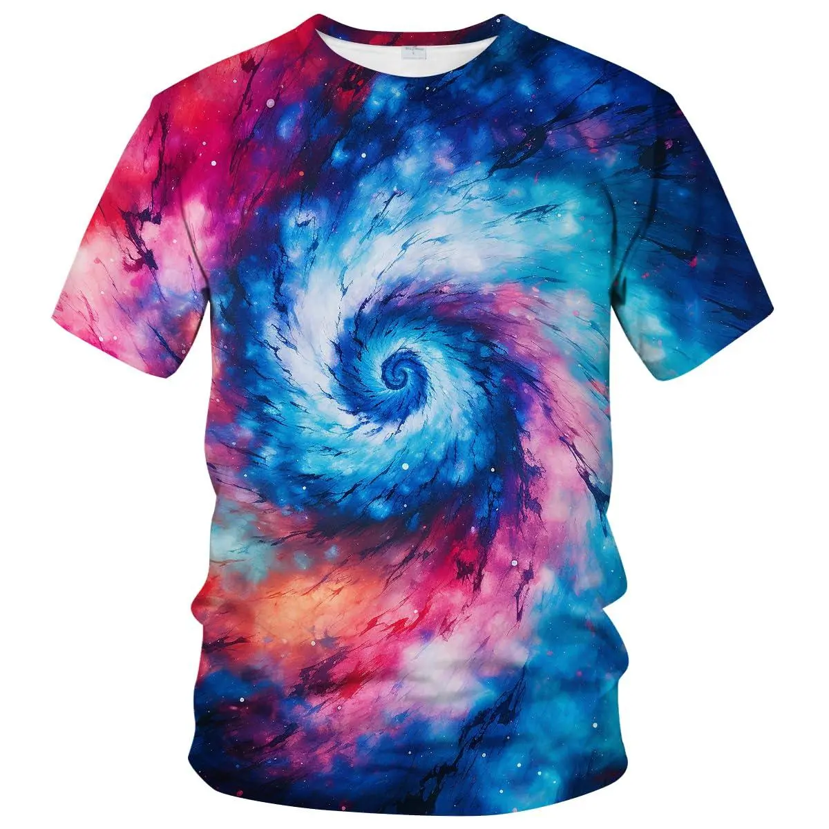 Women's Galaxy Print T-Shirt, Casual Short-Sleeve with a Relaxed Cut in Soft Breathable Fabric for Daily Wear, Printed, Tee, Vivid, Full Body, Xl, Shortsleeve, Tops, Clothes