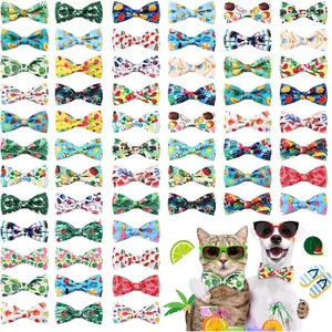 Sanwuta 60 Pcs Collar Dog Bow Ties Hawaiian Pet Bow Tie Dog Accessories Detachable Attachment Charms for Small Medium Large Dogs Cat Puppy Bows Grooming Supplies Hawaiian Costume(Summer)