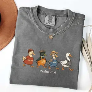 Comfort Colors Psalm 2:36 Surely Goodness and Mercy Duck Tshirt, Christian Faith T-Shirt, Cute Religious Duck Tee Gift