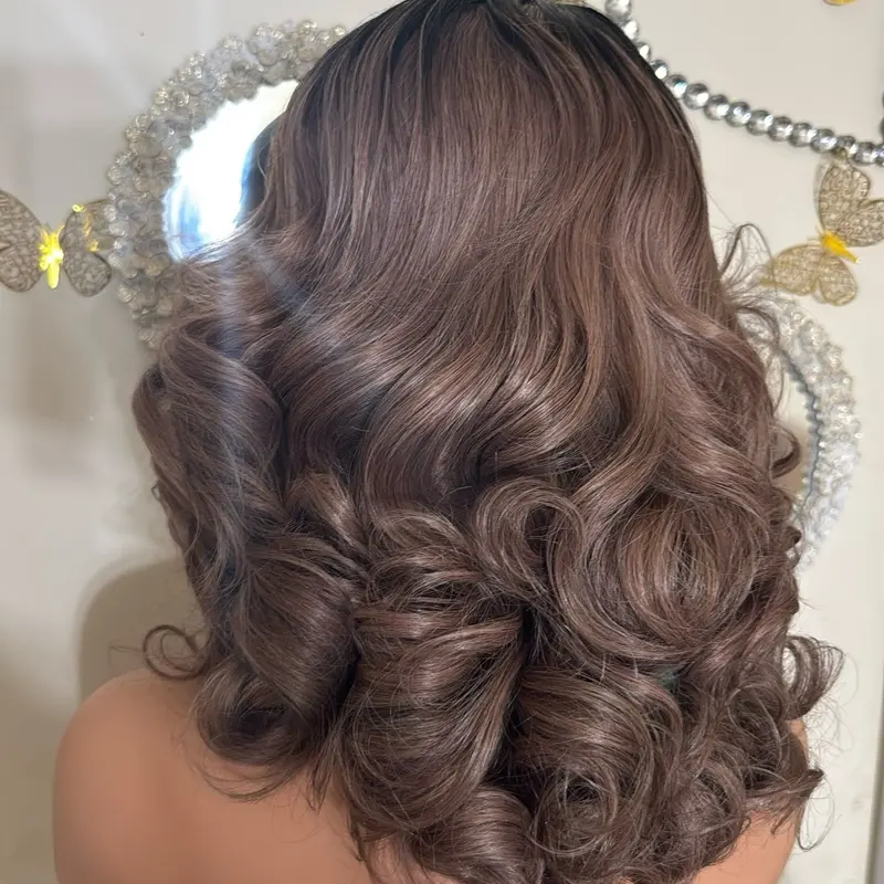 5 x 5 Glorious Human Hair wig ombré Ash bouncy finish