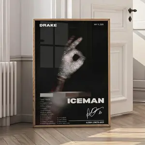 Drake Iceman Poster | New Drake Album Tracklist Print | Hip Hop Album Cover Wall Art  /  No Frame