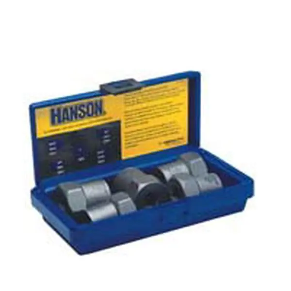 Hanson Irwin HA54125 5-Piece Extractor Set, 3/4"-1" Size, with Flat Wrench Pliers, Hand Ratchets, Reverse Spiral Flutes for Removing Lugnuts
