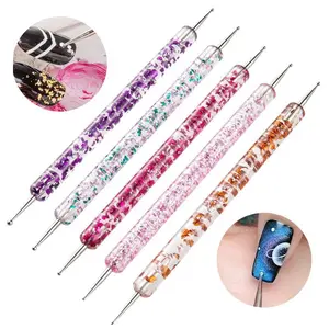 5pcs/set Dual-Ended Nail Art Dotting Pens for Painting & Picking Up Glitter Rhinestones, Essential Tools for Manicure Design