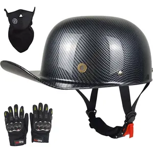 Baseball Motorcycle Helmet - Half Helmet Motorcycle Men Women for Bike Cruiser Chopper Moped Scooter with Gloves and Masks, Dot Approve