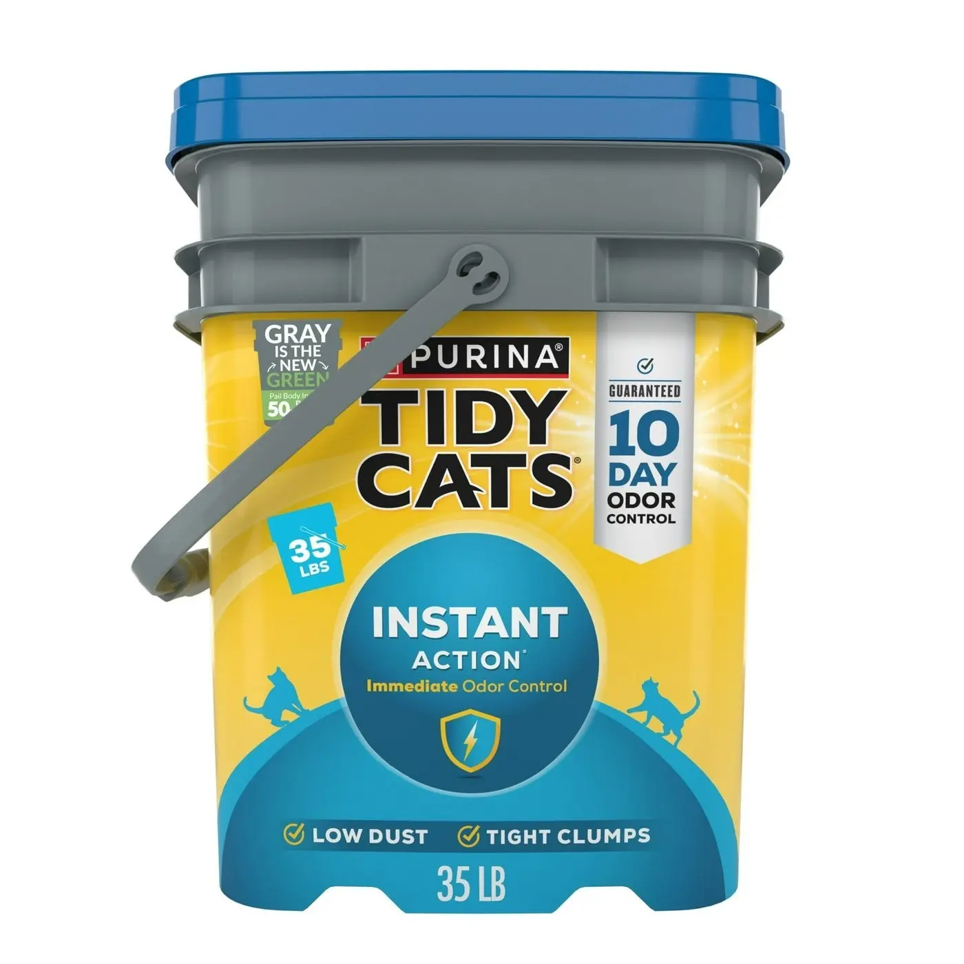 Tidy Cats Instant Action Clumping Cat Litter, Clay Base, Floral Scent, Large 35lb Pail, Long-Lasting Odor Control, Quick Absorb Formula