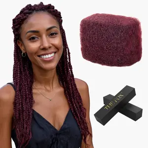 Afro Kinky Bulk Human Hair Bundles for Braiding (12 Inch, Burgundy#99J, 50g), 100% Unprocessed Soft 4C Human Hair for Boho Braids, Twists, Dreadlocks  Loc Repair, KidFriendly