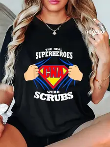 100% Cotton Nurse TShirts The Real Superheroes Wear Scrubs CNA Nurse T-Shirt
