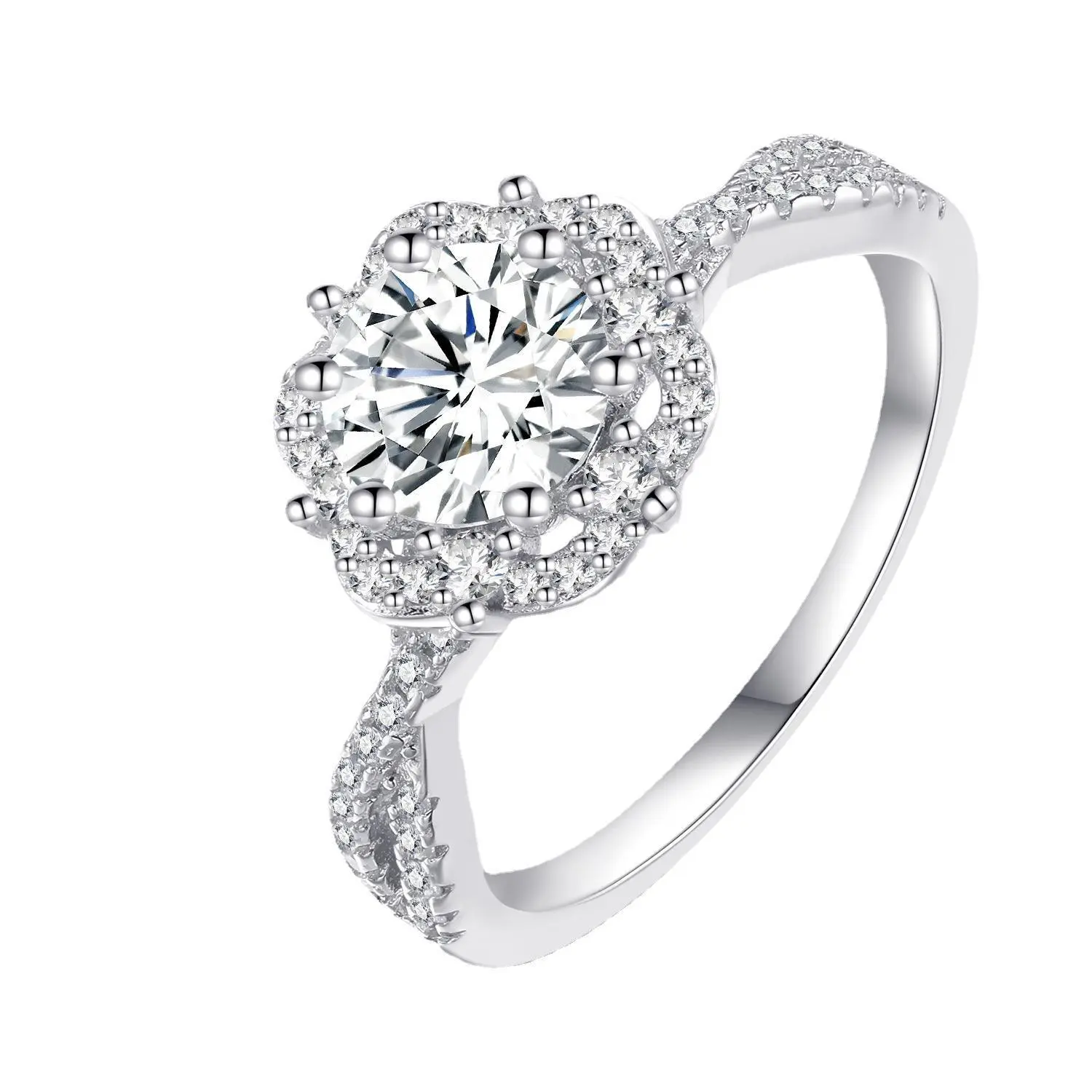 (Cinderella) 925 Sterling Silver Synthetic Moissanite Ring