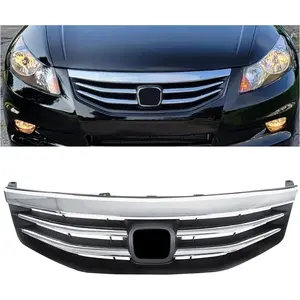 Chrome Front Bumper Grille Grill Compatible with 2011-2012 Honda Accord Sedan 4 Door Replacement for HO1200203 71121TA0A11 Upper Hood Grill