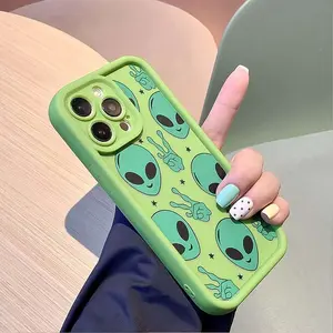 Cartoon Alien Pattern Phone Case Protector, Cute Phone Protective Cover, Phone Accessory Compatible with iPhone 6 7 8 X 11 12 13 14 15 Pro Max, Casing