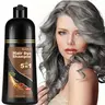 5 In 1 Natural Silver Gray Herbal Dye Shampoo Bottle - Ammonia-Free, Vegan, Temporary, No Bleach, Fragrance-Free Color for Adults - Normal & All Hair Types, Instant Gray Coverage, Nourishing, Gentle, Easy-Use, Conditioning, Color-Extending Haircare
