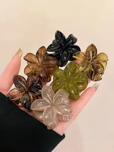 6 Pieces Semi-Transparent 4cm Flower-Shaped Hair Claw Clips, Hair Pin Set, Versatile Hair Accessories for Women, Ideal for Everyday Casual