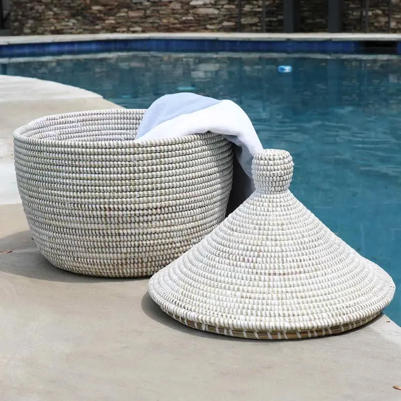 Large Storage Basket with Gourd Lid/ Color Options