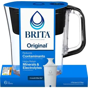 Denali 6-Cup Small Water Filter Pitcher in Black with 1-Standard Filter BPA Free Compact Solution for Home Needs Easy to Use