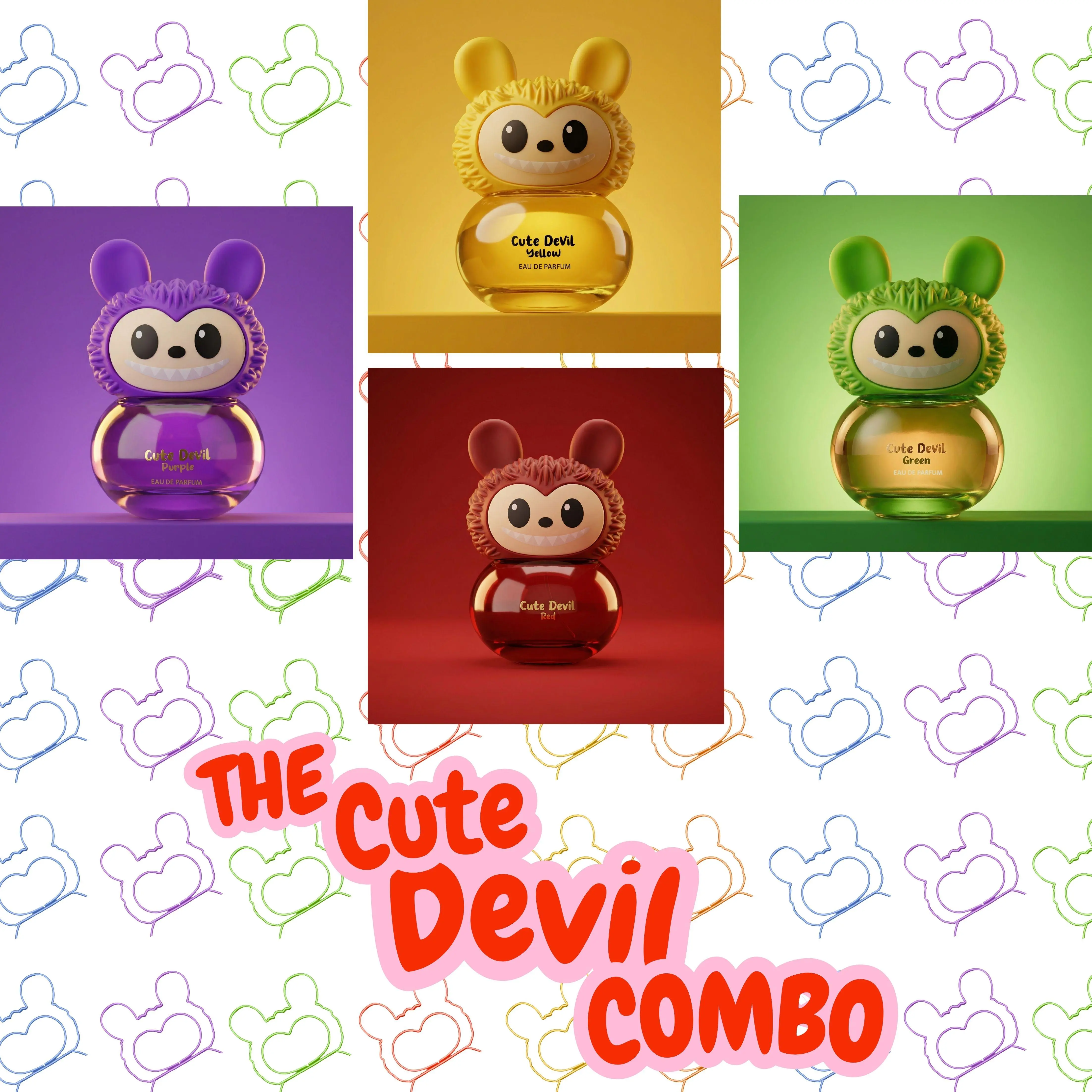 CUTE DEVIL BUNDLE (PACK OF 4/ PURPLE+YELLOW+RED+GREEN) Cute Collectible Collectible Figure