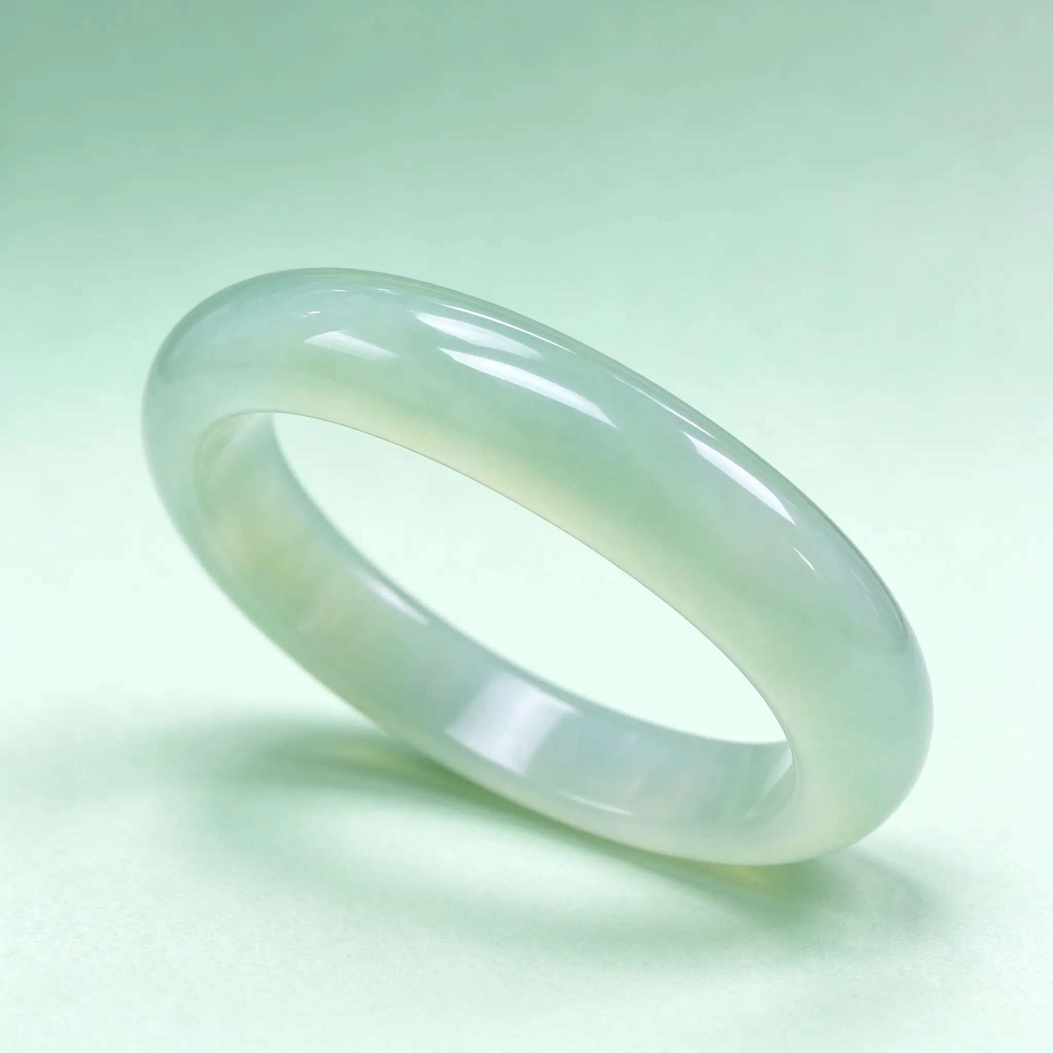 Women's Gradient Green Non-Natural Crystal Chalcedony Bangle - Round Band Bracelets for Women