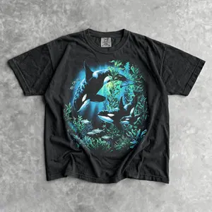 90s Orca T-Shirt - Men & Women's Unisex Graphic Tee - Vintage Killer Whale Shirt - Ocean Wildlife Shirt - Retro Aesthetic Sea Animals Top